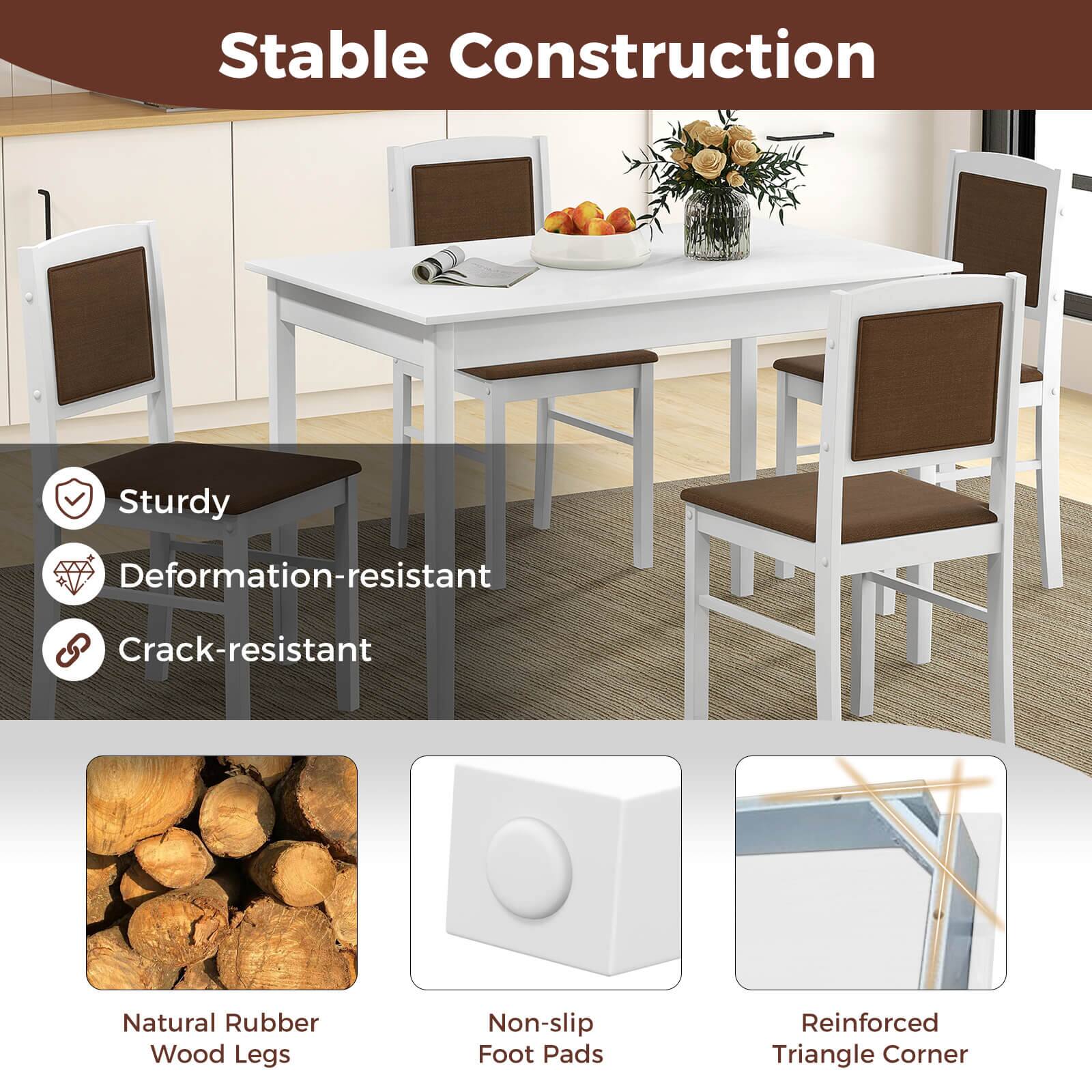 Stable Construction: Sturdy, Deformation-resistant, Crack-resistant, Natural Rubber Wood Legs, Non-slip Foot Pads, Reinforced Triangle Corner.