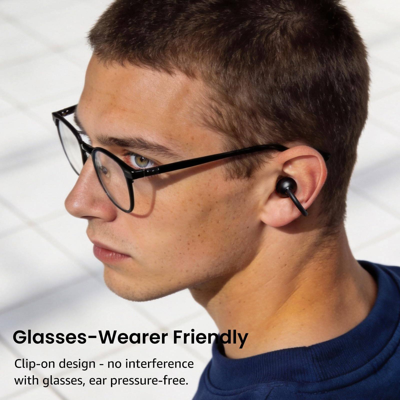 Glasses-Wearer Friendly

Clip-on design - no interference with glasses, ear pressure-free.