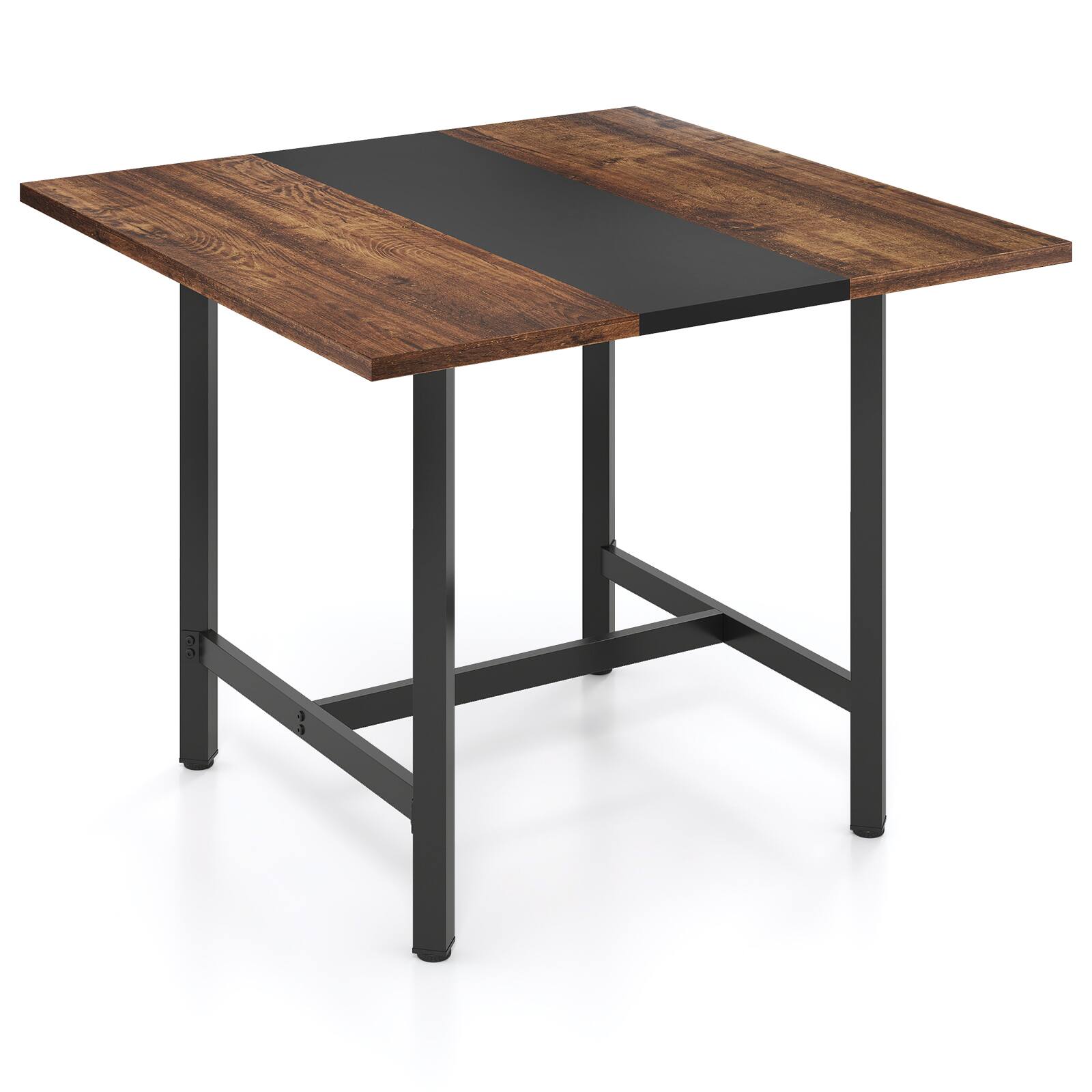 Alt View 9. Costway - Costway 1 PCS 39.5" Square Conference Table with Thickened Tabletop & Heavy-duty Metal Frame - Rustic Brown + Black.