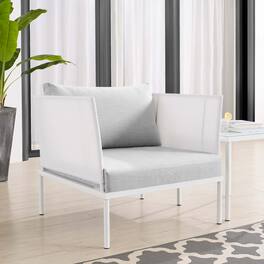 Harmony Sunbrella® Outdoor Patio Aluminum Armchair by Modway - White Gray