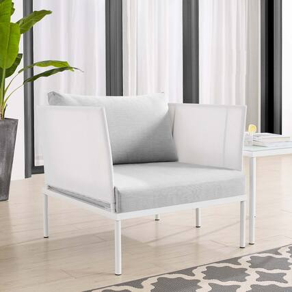 Front. Modway - Harmony Sunbrella® Outdoor Patio Aluminum Armchair by Modway - White Gray.