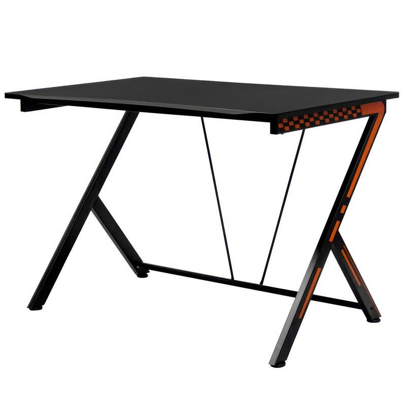 Left. WELLFOR - 46" Gaming Desk, Modern  Ergonomic Computer Desk for Adults, Home Office Desk - Black.