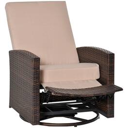 Resenkos - Patio Recliner, Outdoor Swivel Chair with Reclining & Footrest, Waterproof Cushions for Comfort - Khaki