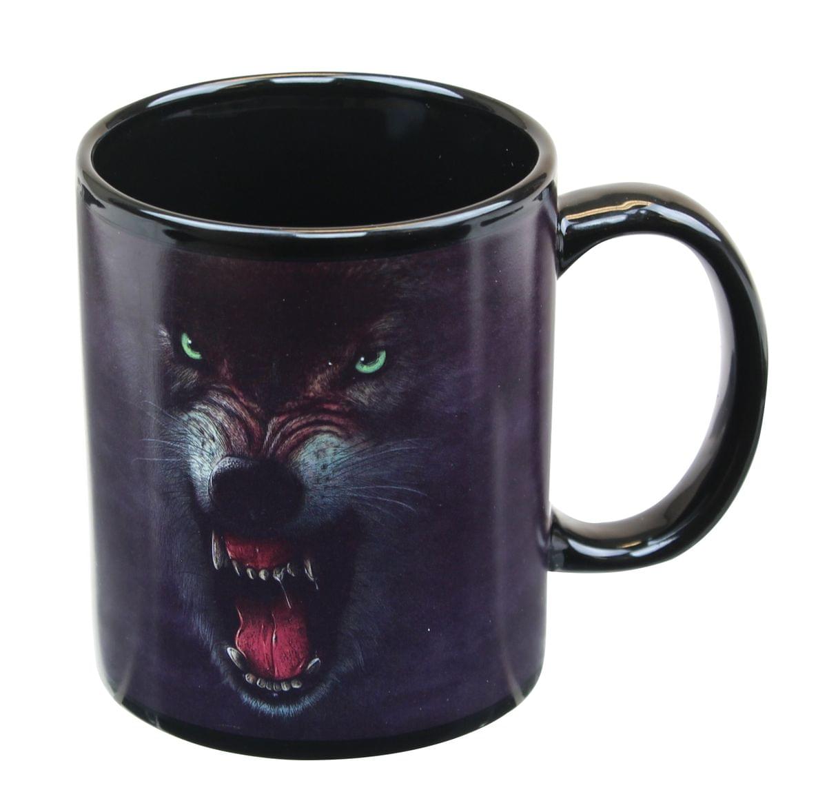 Alt View 1. Just Funky - Growling Wolf 11oz Coffee Mug - Black.