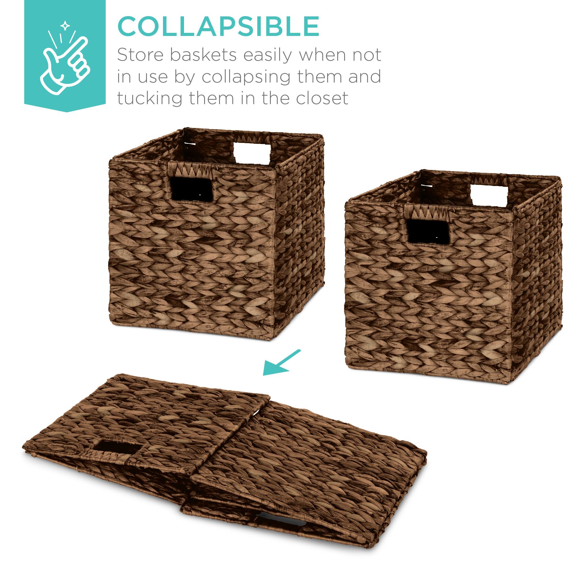COLLAPSIBLE  
Store baskets easily when not in use by collapsing them and tucking them in the closet