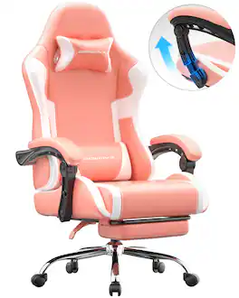 Dowinx - Ergonomic gaming chair with adjustable armrests, height adjustment, and footrest;suitable for home & office use - Pink