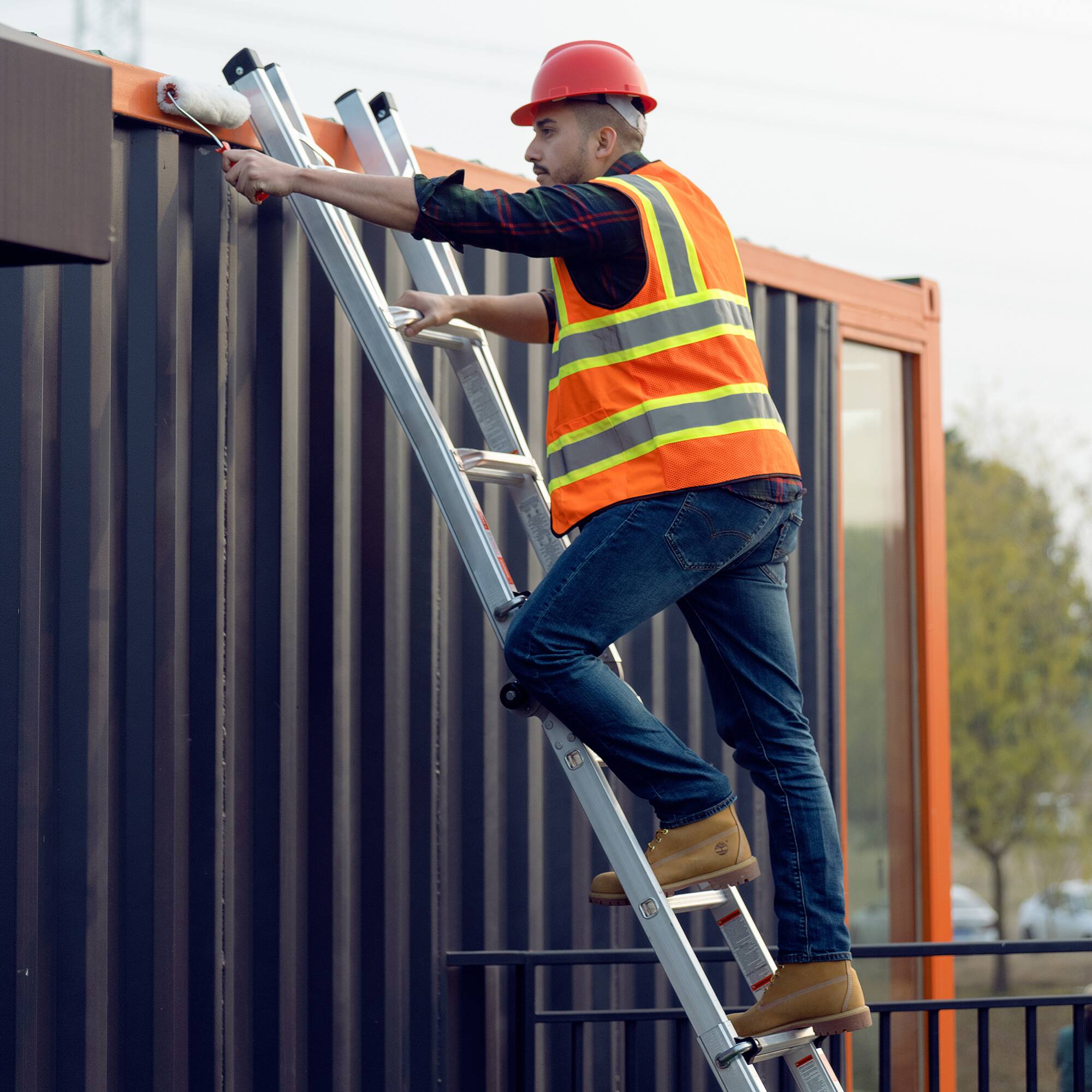 Alt View 7. ELEMENT ACE - 17-Foot Multi-Position Foldable Ladder with A-Frame and Straight Configurations, Heavy-Duty ANSI Certified - Grey.