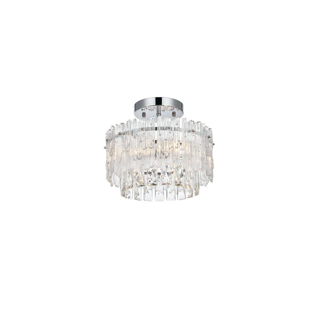 Alt View 4. Elegant Lighting - Emilia 12 inch Flush Mount in Chrome - Chrome And Clear.