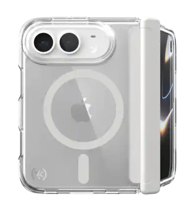 Front. Speck - Presidio Perfect Clear Case with MagSafe for Apple iPhone Duo - Clear.