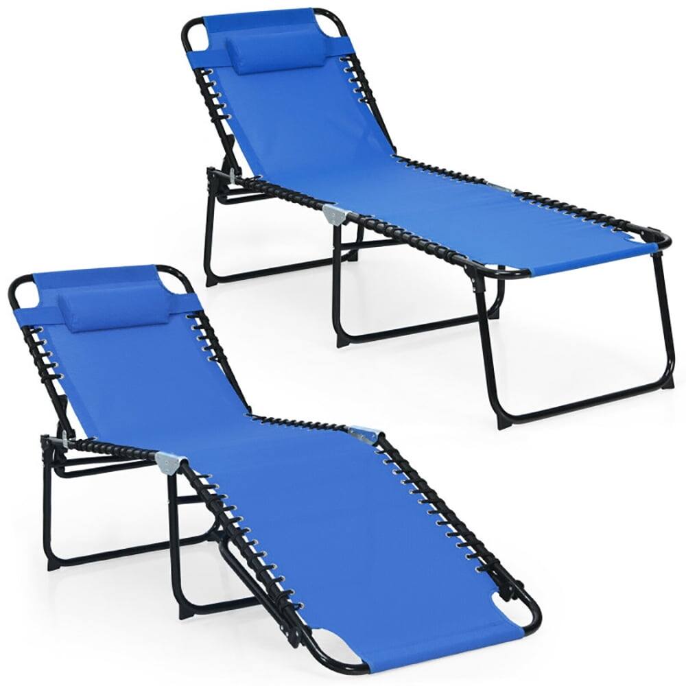 Alt View 1. Kadyn - Outdoor Chaise Lounge Chair, Foldable Recline Lounge Chair with Adjustable Backrest and Footrest-Blue - Blue.
