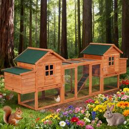 TinyHomie - 124 Dual Wooden Chicken Coop Rabbit Hutch Hen Poultry Cage Backyard