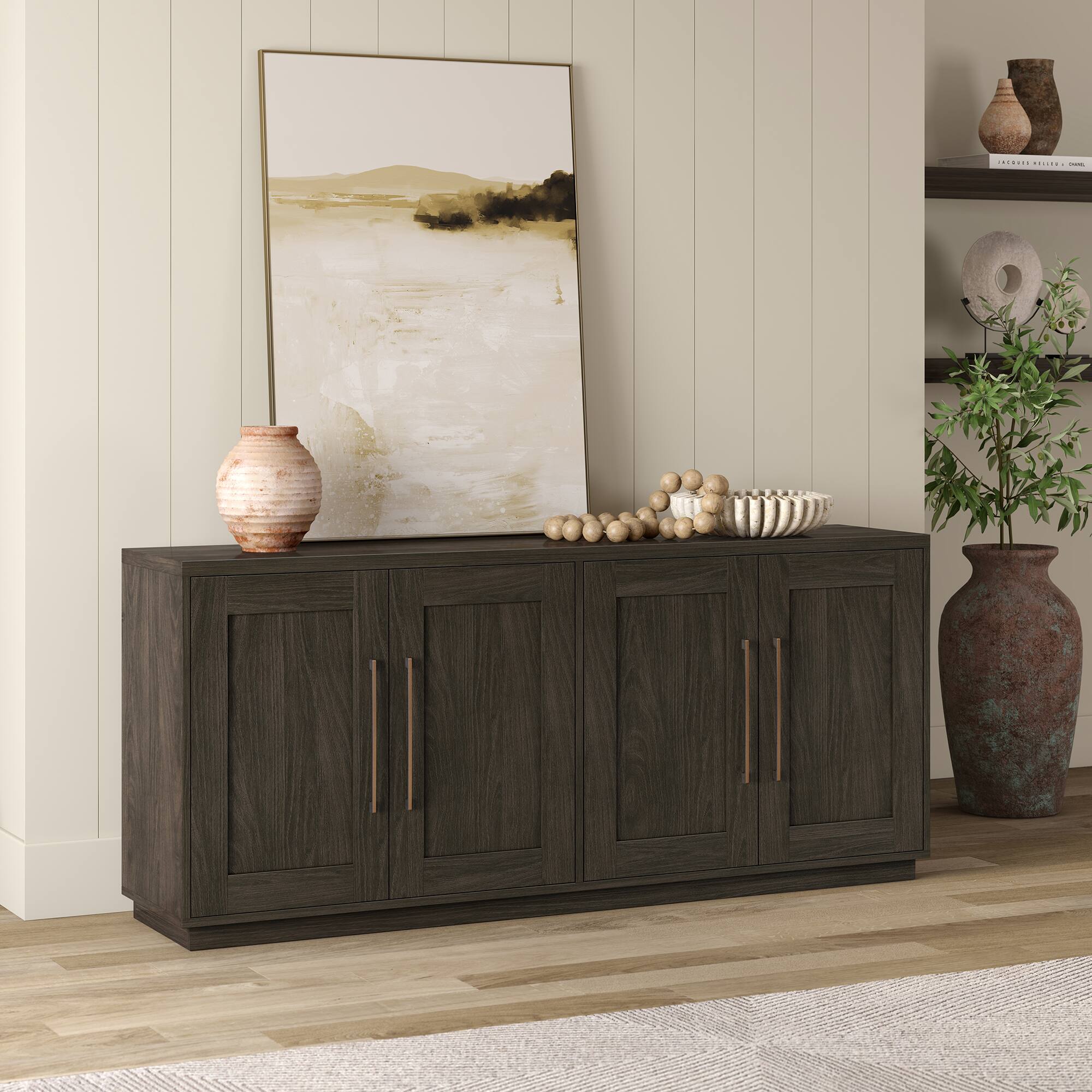 Angle. Hudson&Canal - Tillman 68" Rectangular Buffet Table - Brown.