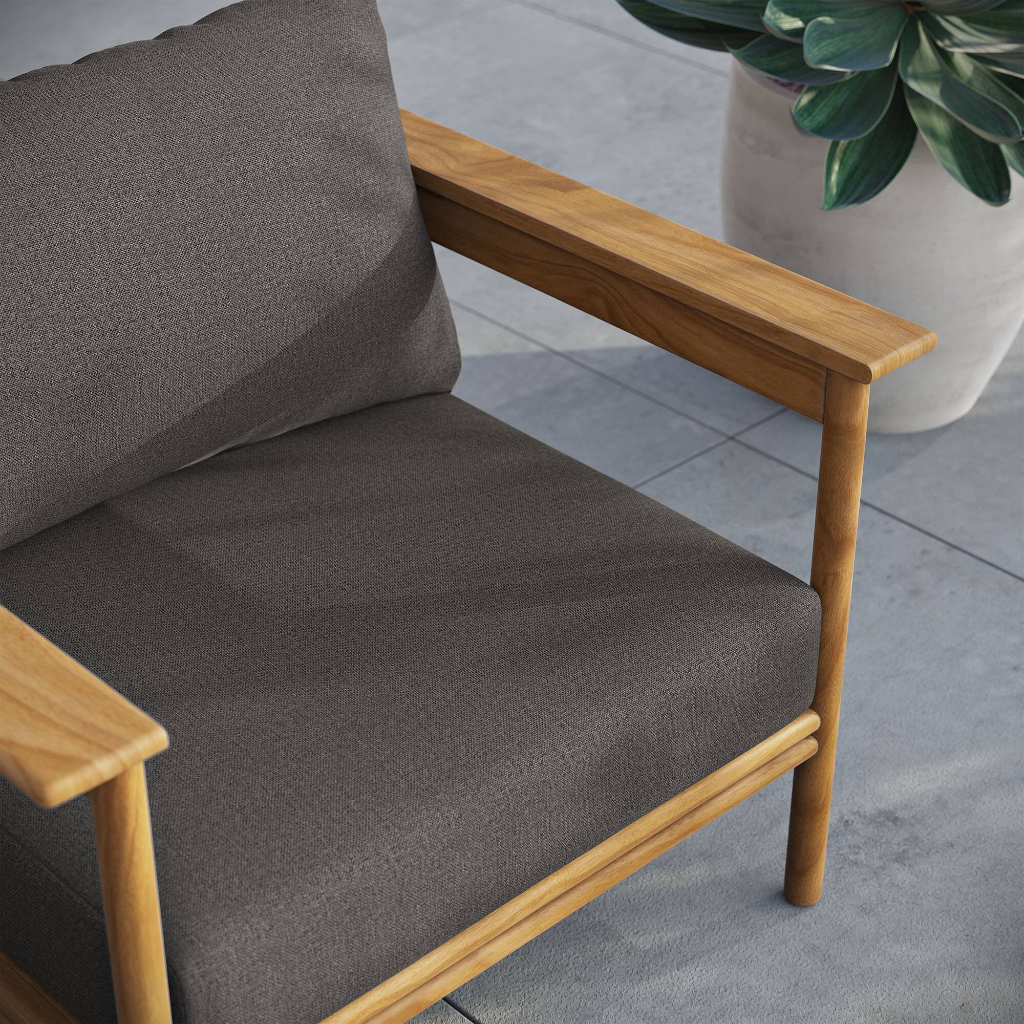 Alt View 2. Modway - Wren Outdoor Patio Teak Wood Armchair by Modway - Natural Flint Gray.