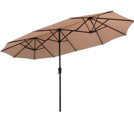 Ainfox - 13ft Outdoor Market Umbrella Large Patio Umbrella UV Protection,Sturdy Frame,Easy to Open and Close with Crank - Khaki