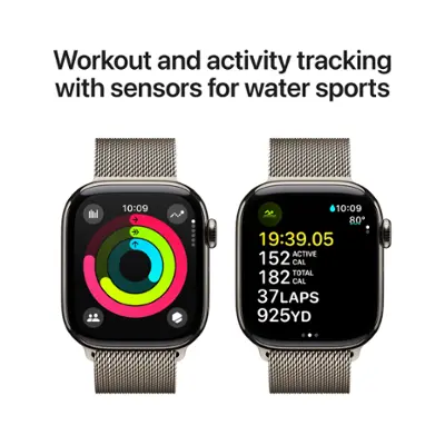 Apple Watch Series 10 (GPS+Cellular) 42mm Titanium Case with Natural Milanese Loop - Natural