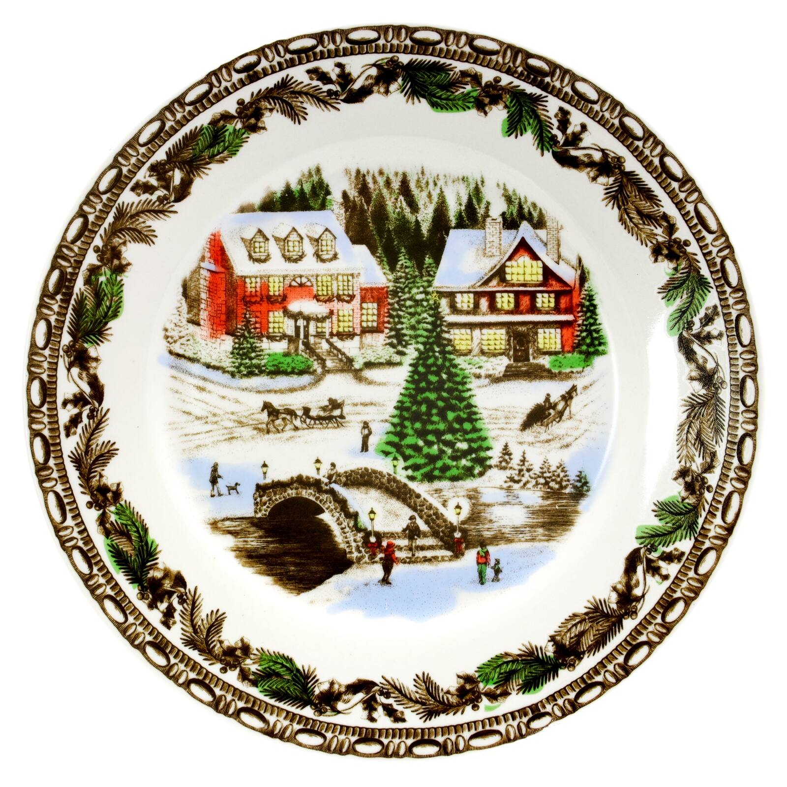 Alt View 4. Gibson - Gibson Home Christmas Toile 16 Piece Dinnerware Set - White and Multi.