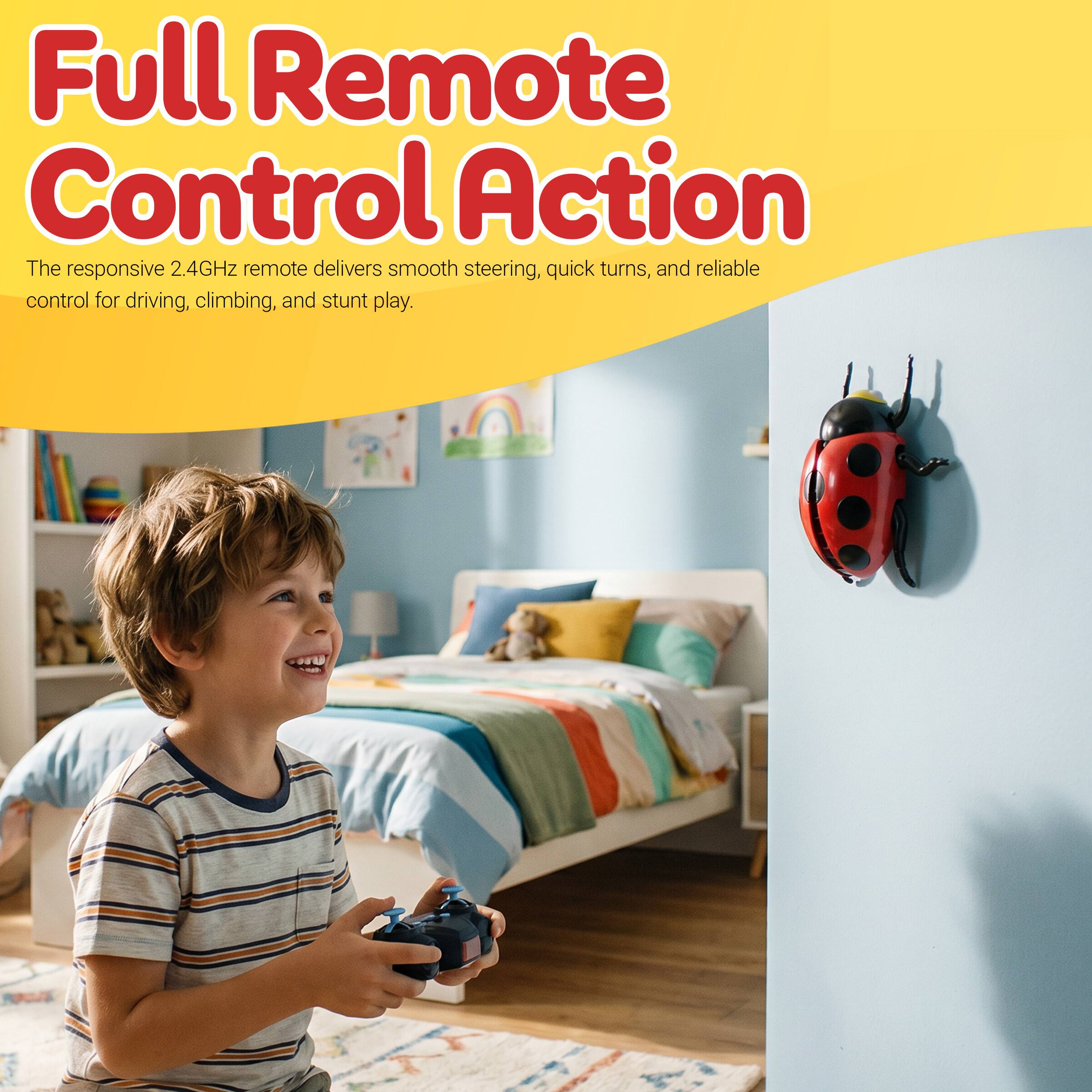 Full Remote Control Action

The responsive 2.4GHz remote delivers smooth steering, quick turns, and reliable control for driving, climbing, and stunt play.