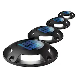 Home Zone Security - Solar-Powered Waterproof Integrated LED Deck Lights 20 Lumens, 4 Pack - Black