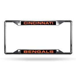 Rico Industries - Cincinnati-Football-Bengal's All Corner EZ View Chrome Metal Laser Cut License Plate Frame - Multi