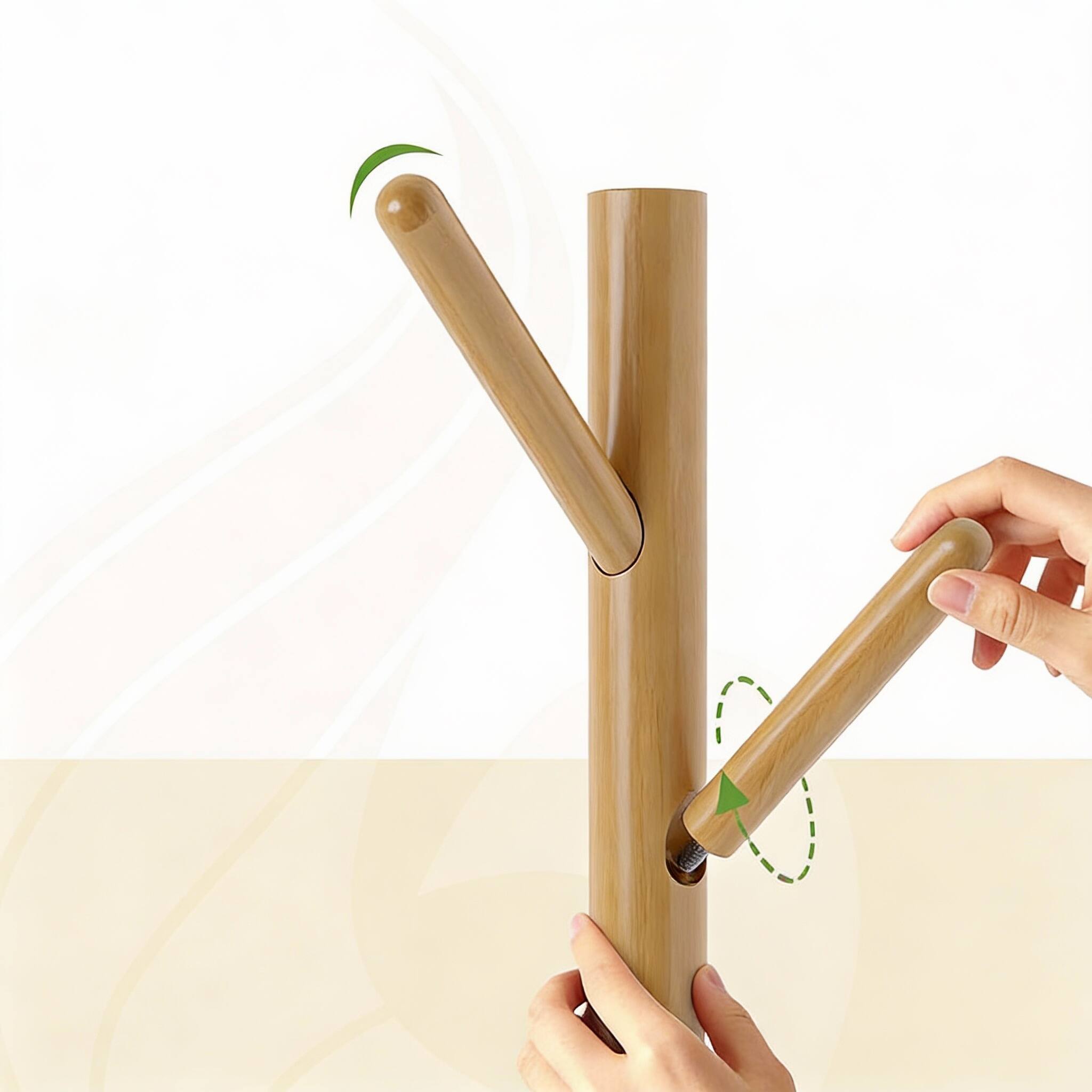 Alt View 3. Frangdom - Solid Wood Coat Rack 8 Hooks Tray 4 Heights Anti-Tip - Black 13"D x 13"W x 74"H.