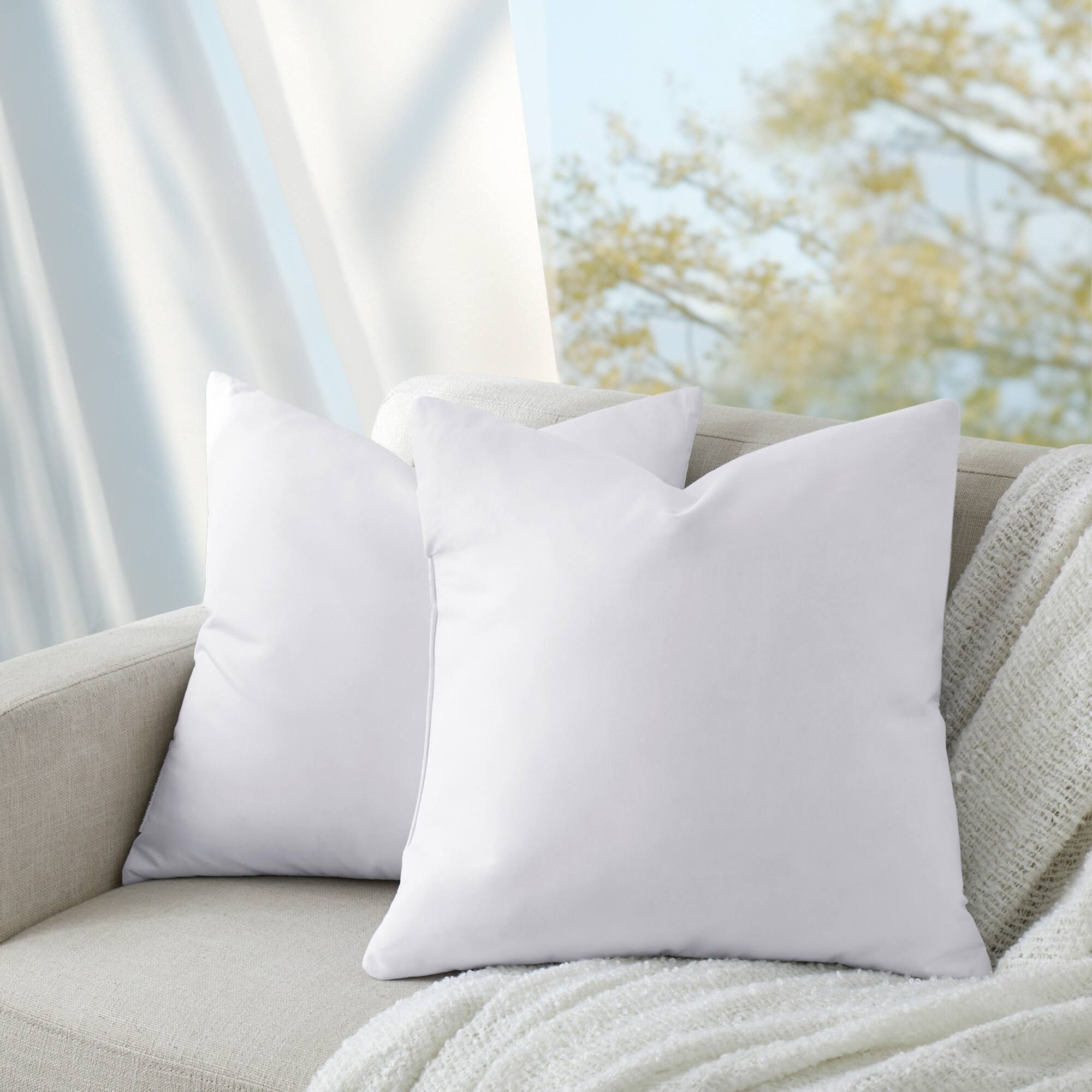 Angle. Peace Nest - Peace Nest 2 Pack Throw Pillow Inserts Bed and Couch Decorative Pillows - White.