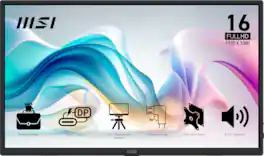 MSI - Pro MP165 E6 15.6" LCD FHD 60Hz 4ms Adaptive Sync Monitor with Built-in Speakers (DisplayPort, HDMI) - Matte Black