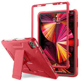 DTTO - Rugged Case with Screen Protector for iPad Pro 11" (2018-2022) & iPad Air 10.9" (4th/5th Gen) - Red