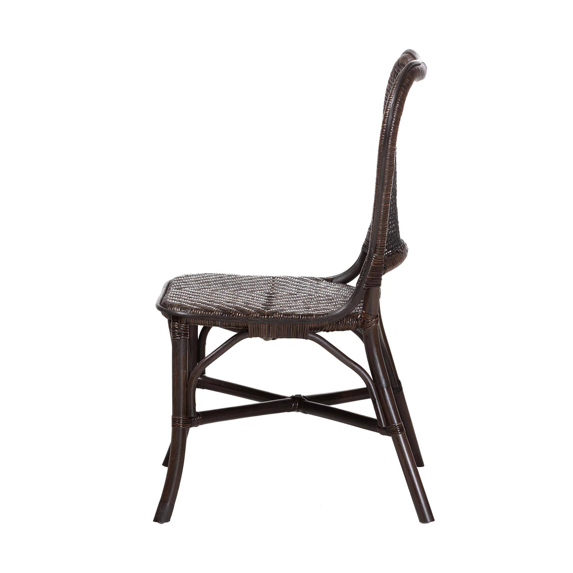 Left. bali & pari - Irene Natural Rattan Dining Chair - Handwoven Wicker Accent Chair with Lattice Backrest for Kitchen or Dining Room - Espresso.