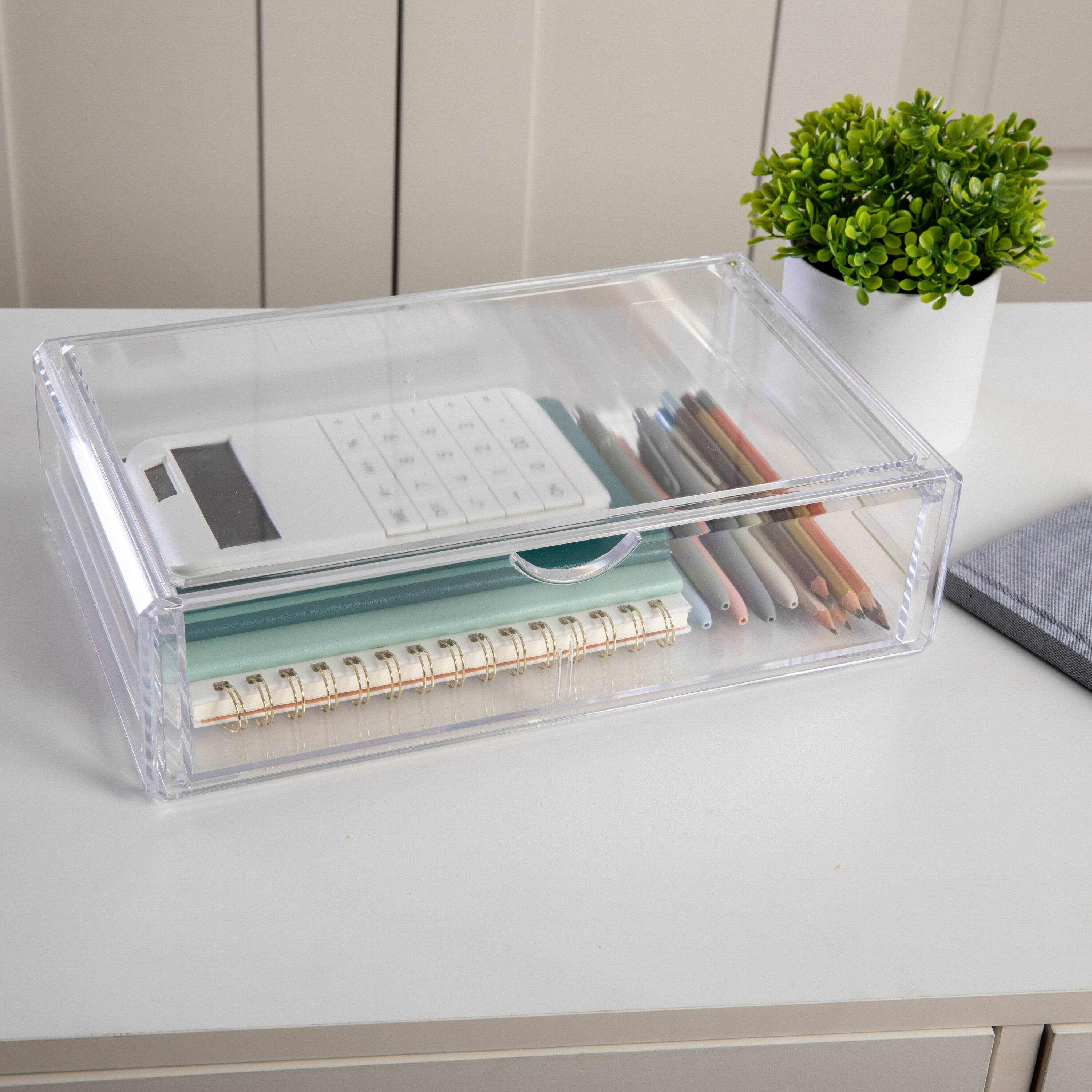 Alt View 11. Martha Stewart - Brody Desktop Organization Box with Half Moon Opening Pullout Drawer - Clear Plastic - Clear.