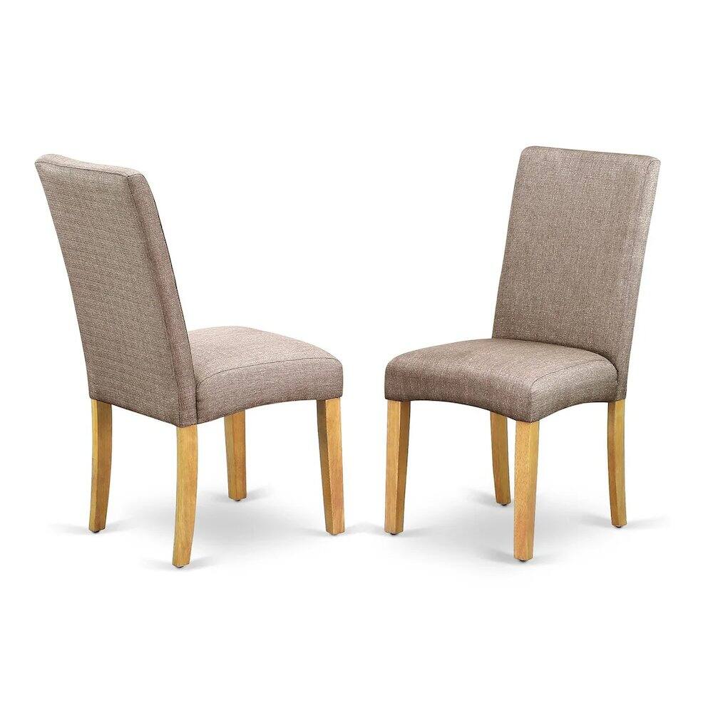 Front. East West Furniture - 5 Piece Dining Room Furniture Set Includes a Rectangle Dining Table and 4 Dark Khaki Linen Fabric Upholstered Parson - Oak.