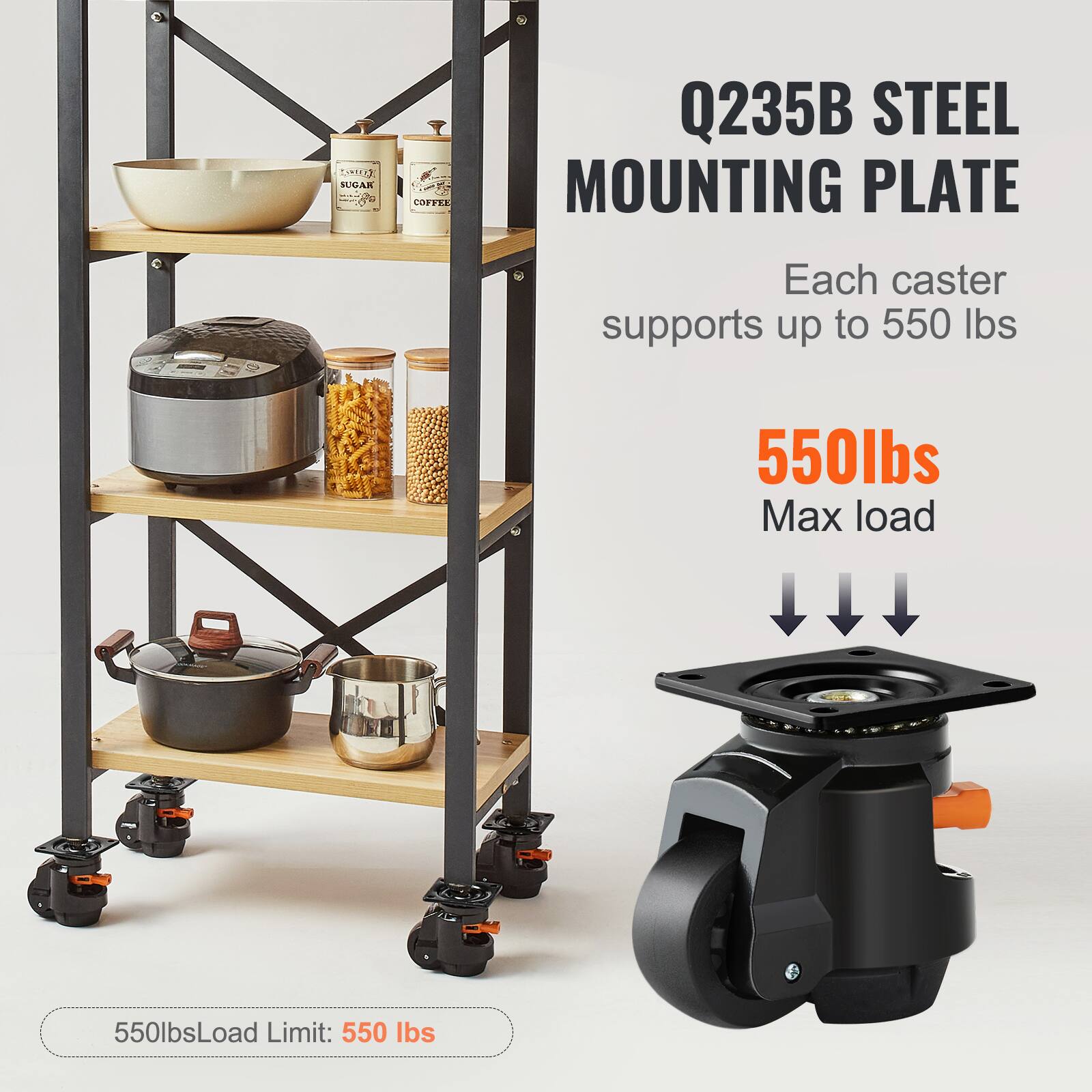 CINELy SUGAR COFFEE Q235B STEEL MOUNTING PLATE

Each caster supports up to 550 lbs

550lbs Max load

550lbs Load Limit: 550 lbs