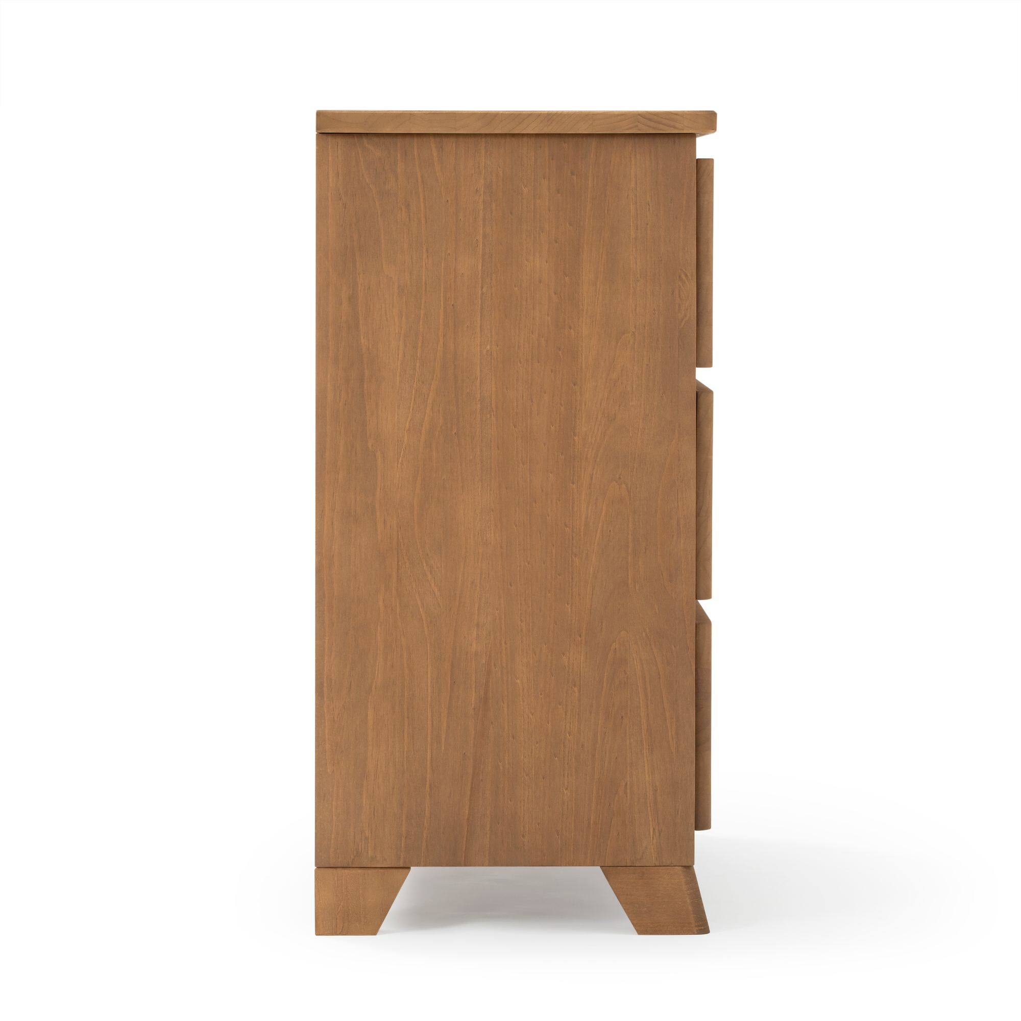 Alt View 5. Plank+Beam - Plank+Beam Modern Farmhouse 3 Drawer Dresser, Pecan Wirebrush - Pecan Dip.