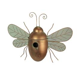 The Gerson Companies - Metal Hanging Decorative Bumblebee Bird House Outdoor Home Garden Decor - Copper