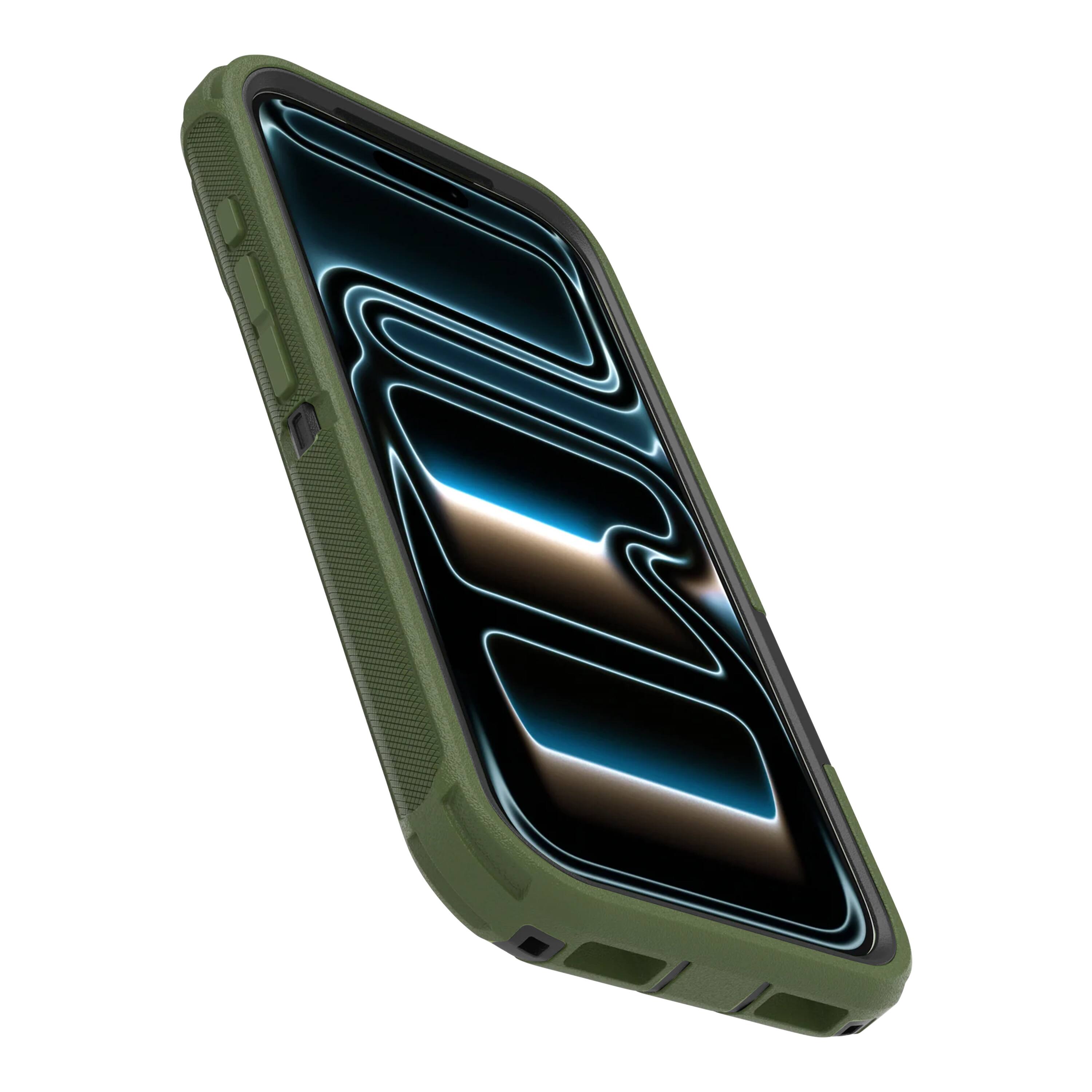 Left. OtterBox - OtterBox - Defender Series Pro Hard Shell for Apple iPhone 18 Pro and Apple iPhone 17 Pro - Grasshopper.