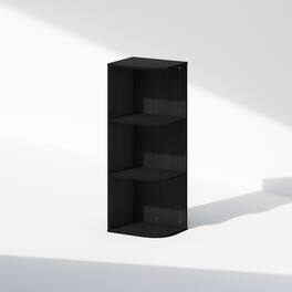 Furinno - Reed 3-Tier Space Saving Corner Storage Display Shelf, Bookshelf, Blackwood - Blackwood