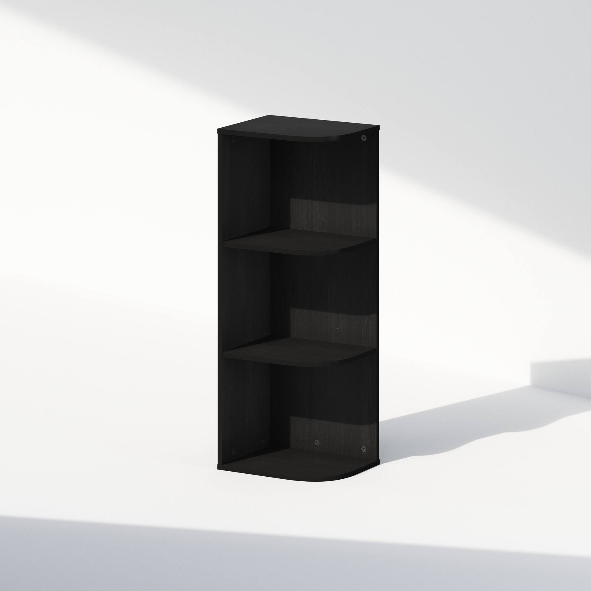 Furinno - Reed 3-Tier Space Saving Corner Storage Display Shelf, Bookshelf, Blackwood - Blackwood