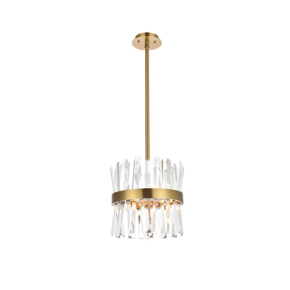 Alt View 5. Elegant Lighting - Serephina 12 inch crystal round pendant light in satin gold - Satin Gold.