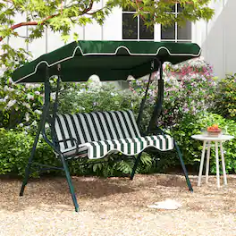 Costway - 3 Seats Patio Canopy Steel Frame Swing Glider Hammock Cushioned Backyard - Green