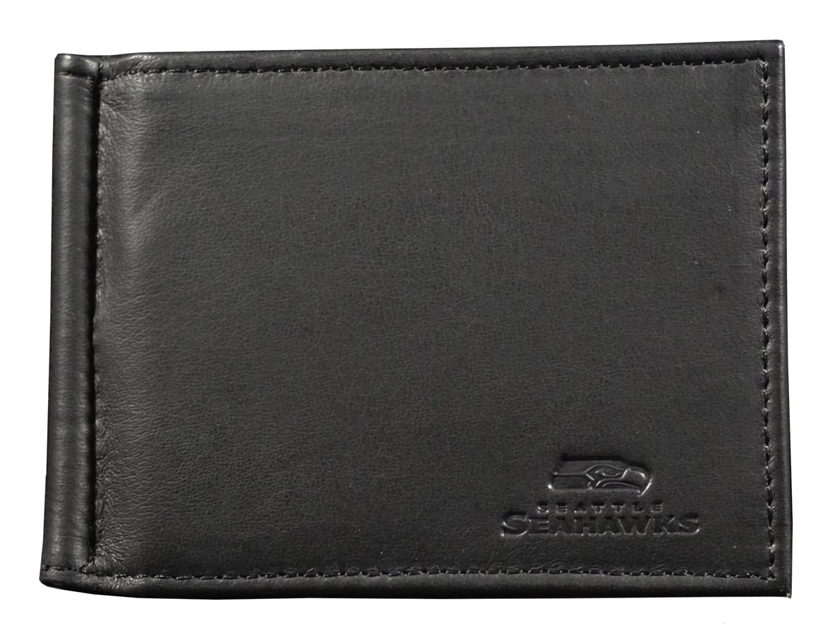 Rico Industries - Seattle Football Seahawks RFID Blocking Shield Black Leather Moneyclip Wallet - Multi