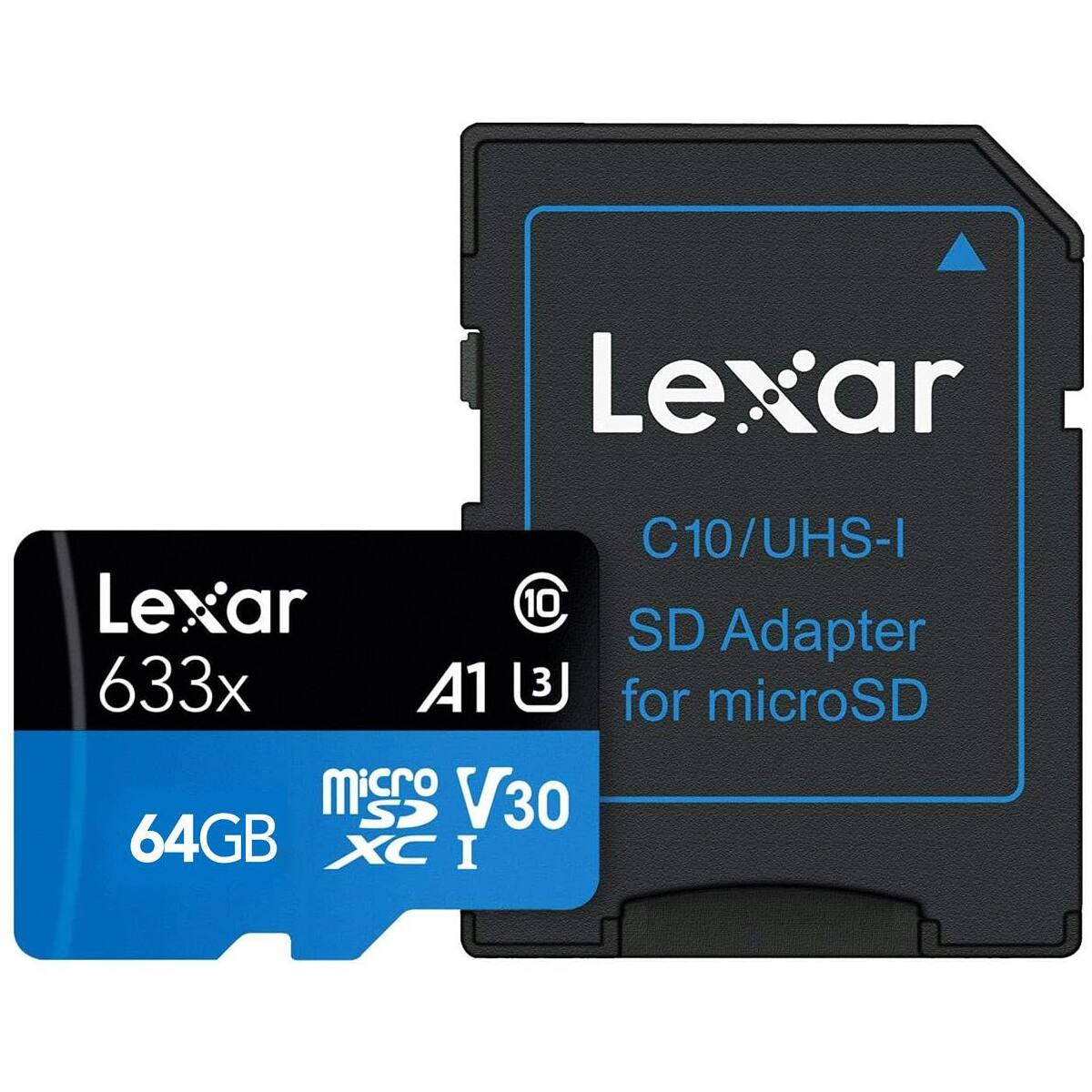 Lexar C10/UHS-I SD Adapter for microSD  
Lexar 633x A1 3 for microSD micro V30 64GB XC I