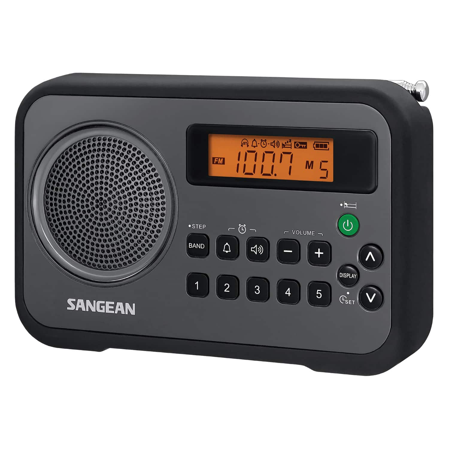 Sangean - AM/FM Digital Portable Receiver with Alarm Clock - Black/Gray