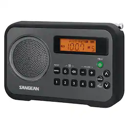 Sangean - AM/FM Digital Portable Receiver with Alarm Clock - Black/Gray