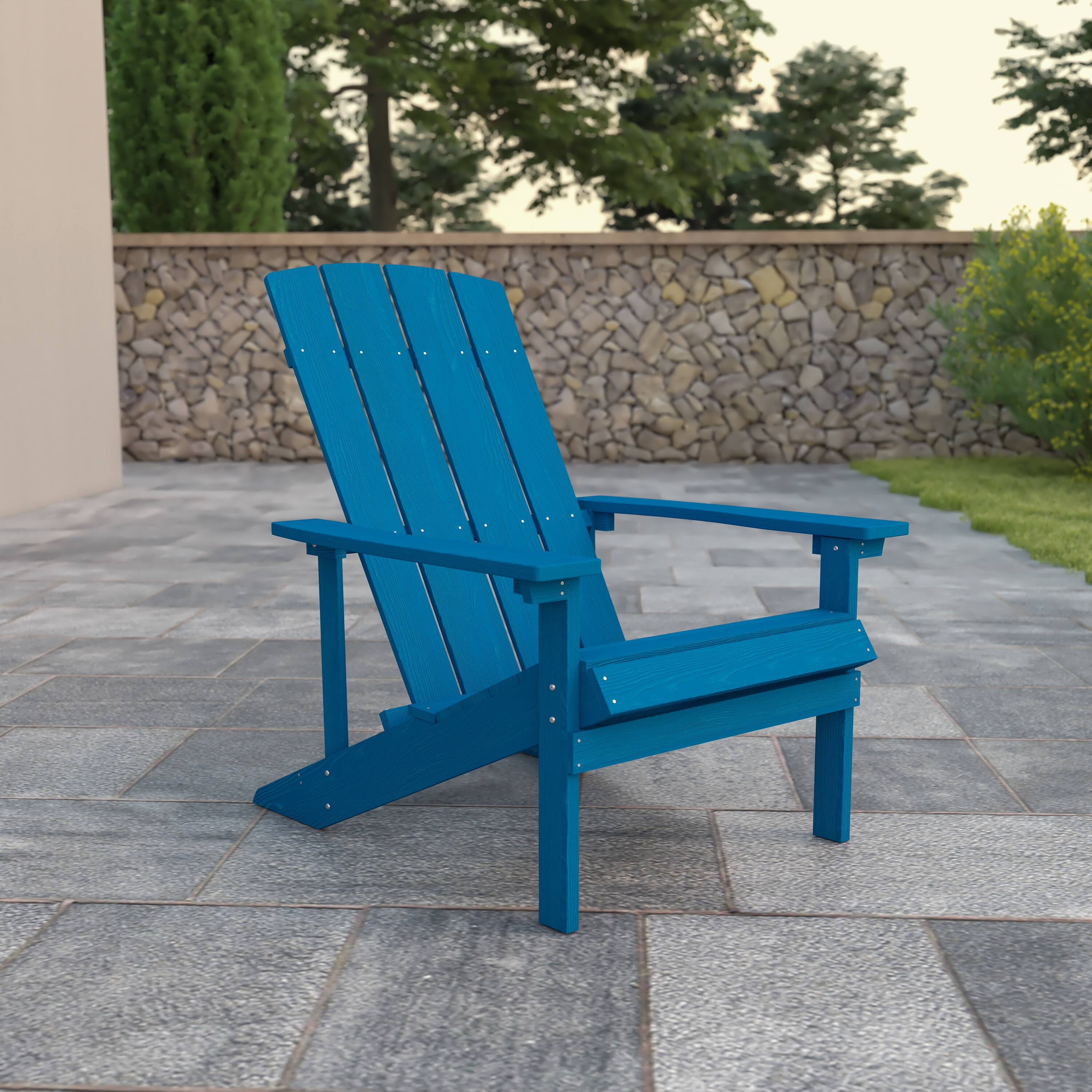 Alt View 1. Emma + Oliver - All-Weather Poly Resin Wood Adirondack Chair - Blue.