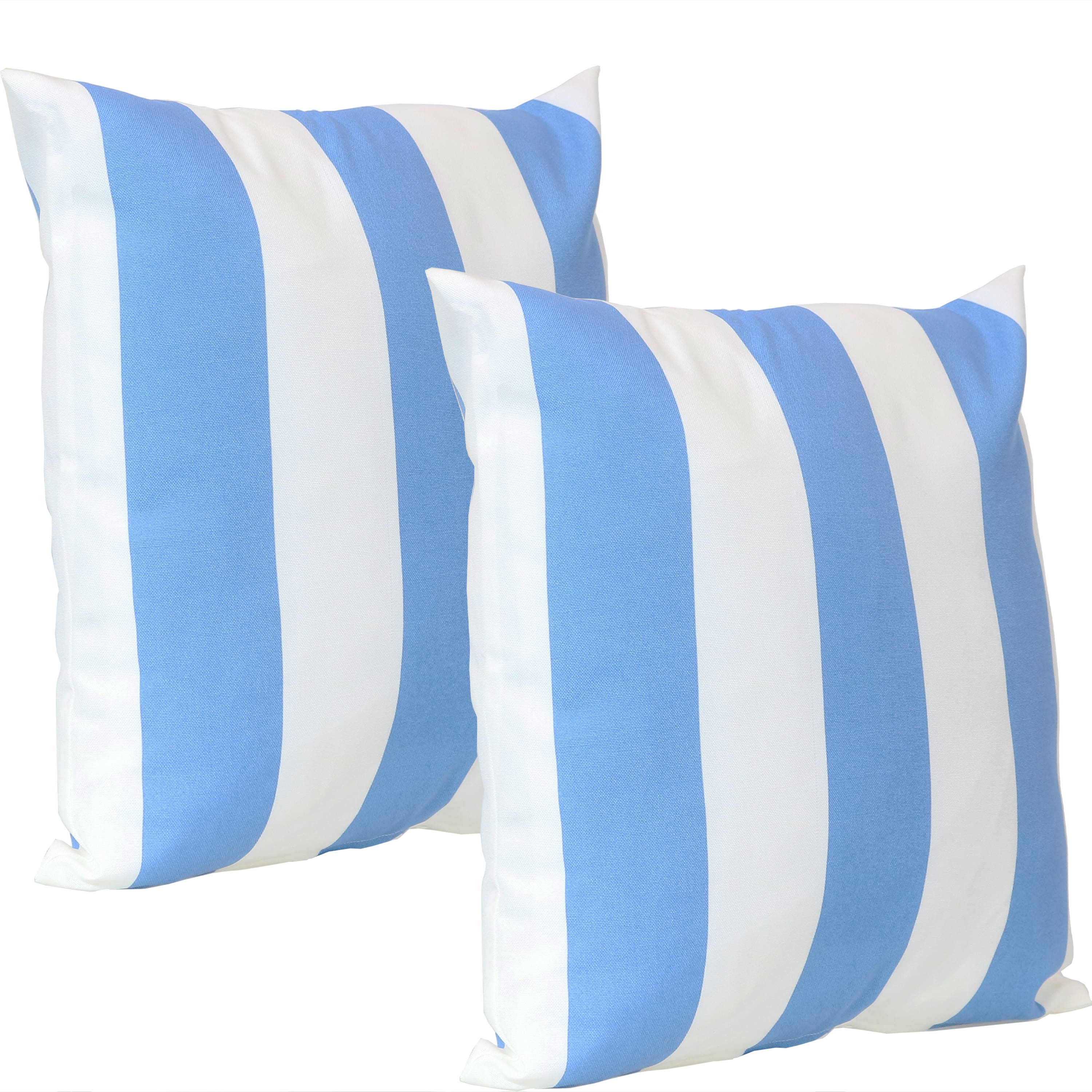 Sunnydaze - Outdoor Square Decorative Throw Pillow - Set of 2 - Beach-Bound Stripe