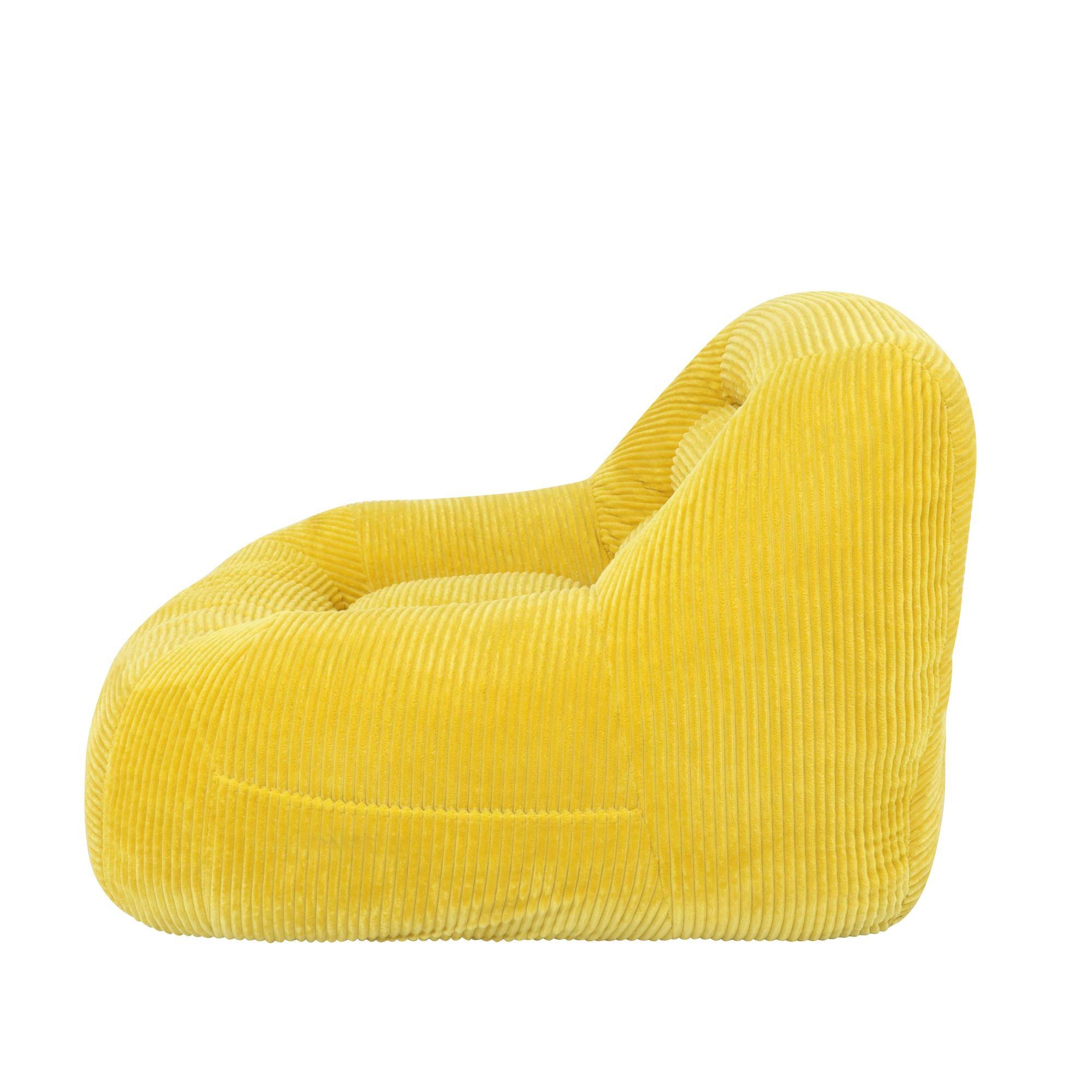 Alt View 4. GOODSILO - Plush Corduroy Fabric Beanbag Sofa for Cozy Living Spaces and Comfortable Lounging - Yellow.