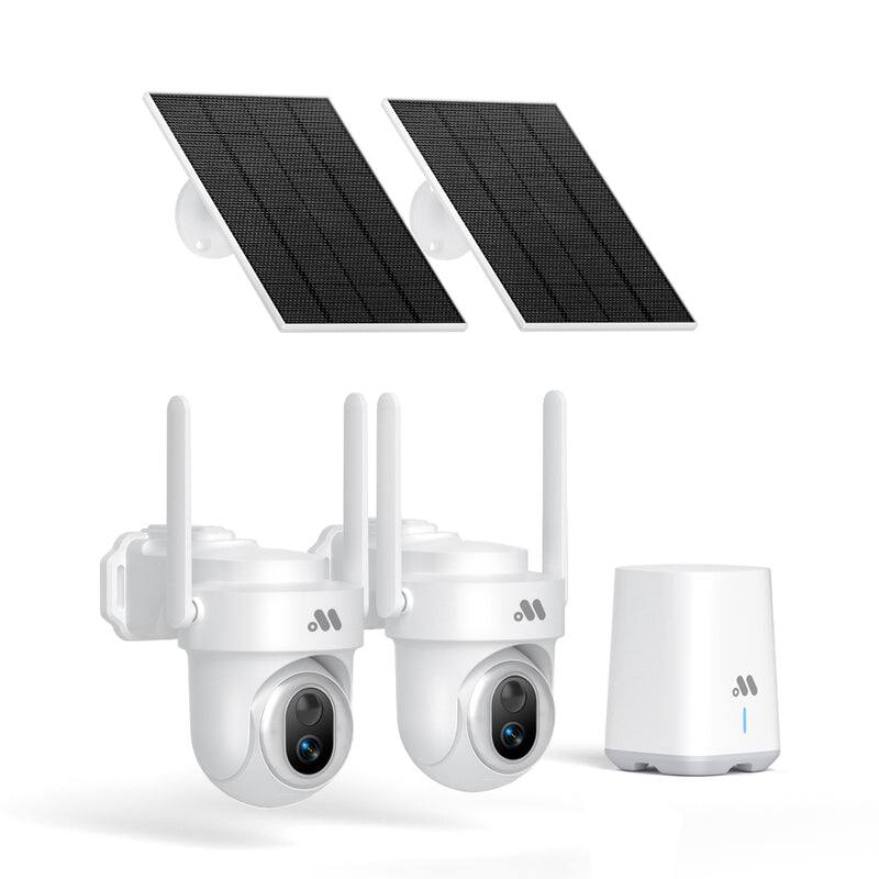 Front. Musthome - 360° 4K/8MP Ultra HD Solar-Powered Smart Security Camera - White.