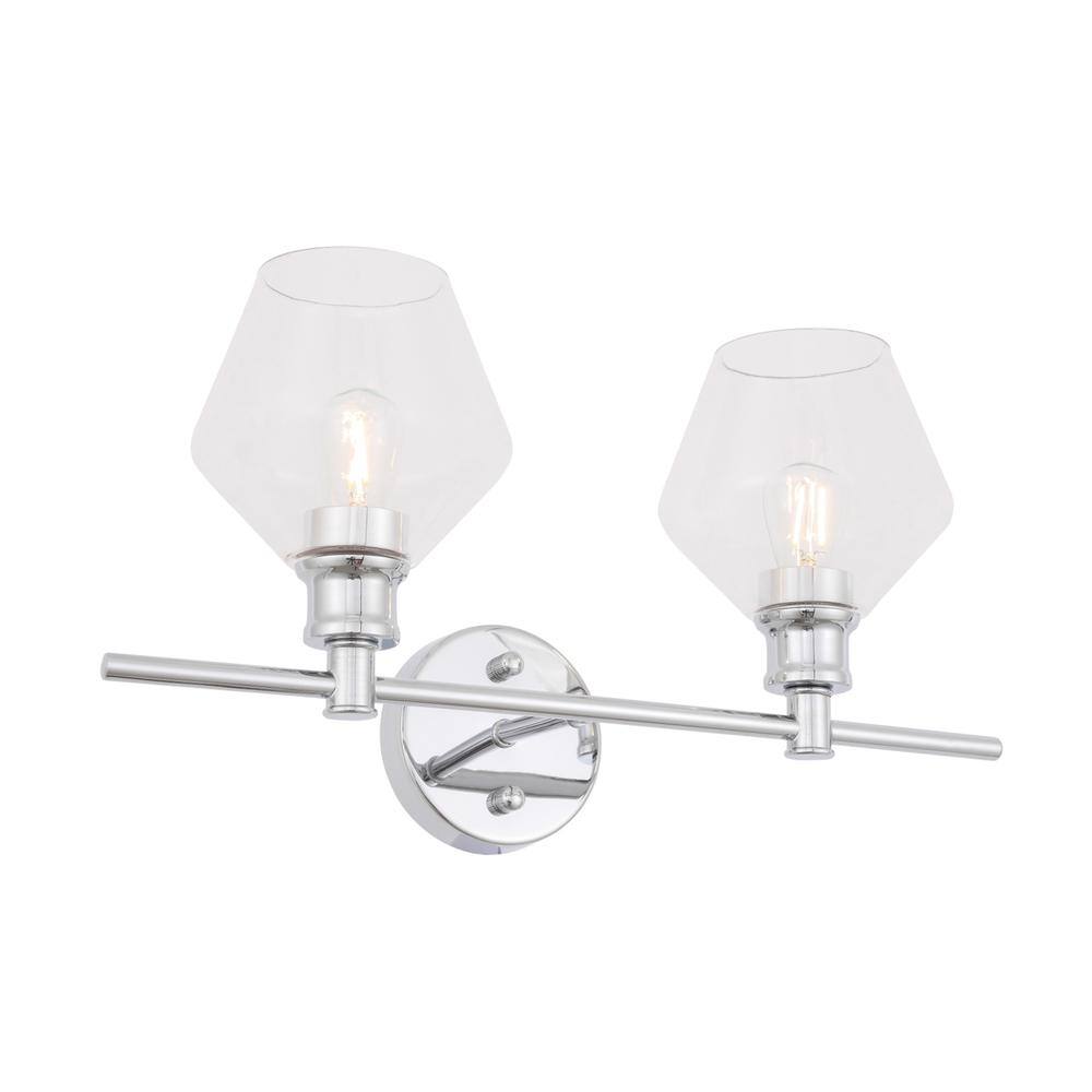 Alt View 6. Living District - Gene 2 light Chrome and Clear glass Wall sconce - Chrome And Clear Glass.