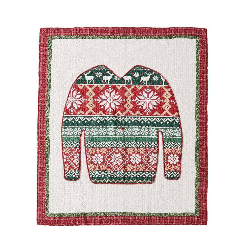 Alt View 1. Greenland Home Fashions - Greenland Home Fashion Ugly Sweater Ultra Soft High-Quality Throw Blanket Standard Red - Red.