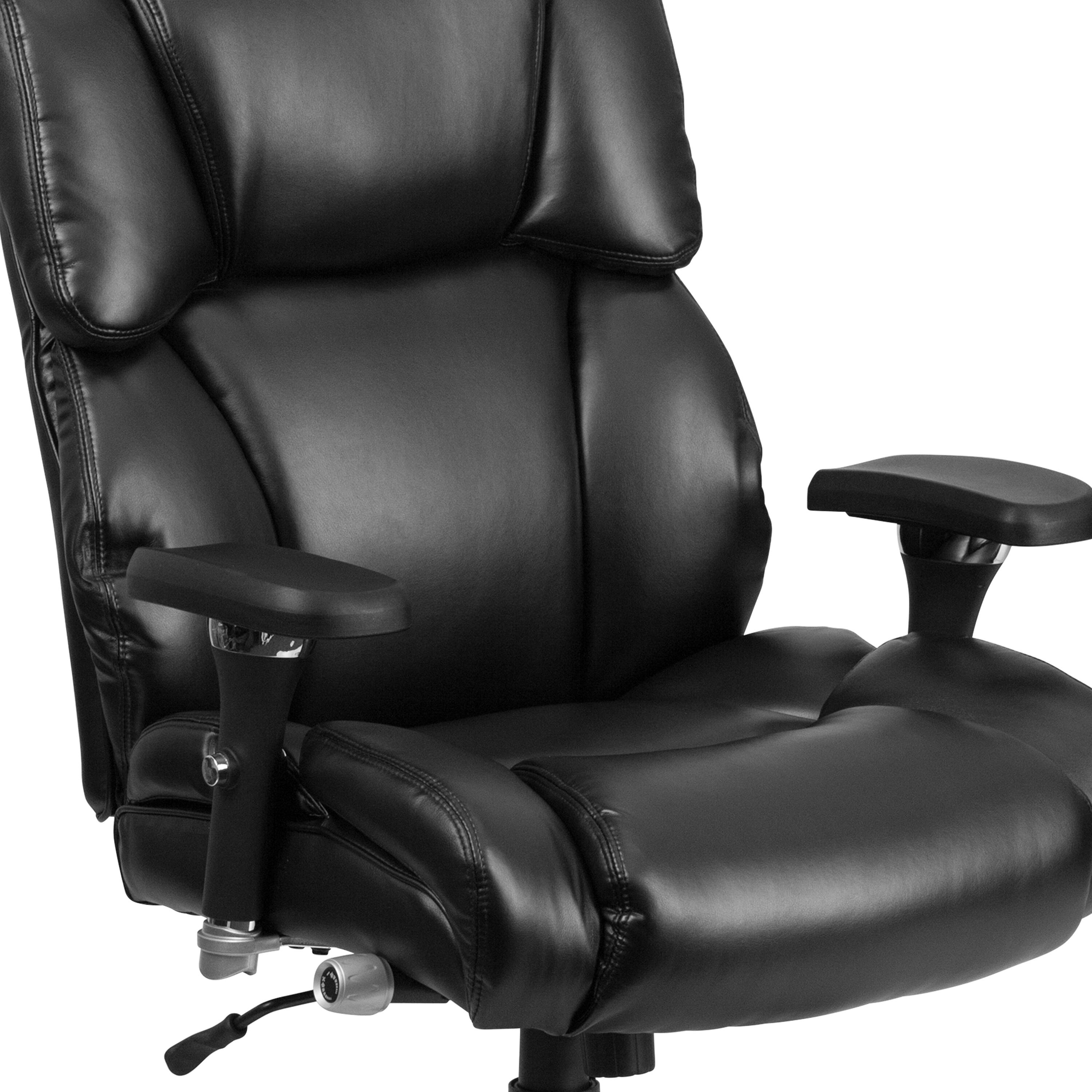 Alt View 9. Emma + Oliver - 24/7 400 lb. Big & Tall High Back Tufted Lumbar Knob Ergonomic Office Chair - Black LeatherSoft.