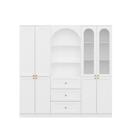 Front. FUFU & GAGA - Multi - Functional Storage & Display Cabinet: Quiet Slides, Versatile Organizing - White.